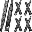 18 inch Drawer Slides 4 Pairs (8pcs) 3 fold Full Extension Side Mount Cabinet Drawer Glides 18" Black Cabinet Rails for Dresser, Cabinet, Kitchen,Trash Can, Wardrobe 100 LB Capacity