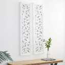 Deco 79 Wood Floral Home Wall Decor Intricately Carved Scroll Wall Sculpture, Set of 2 Wall Art 12"W, 50"H, White