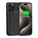JUBOTY 2025 New Upgraded 8500 mAh Travel Battery Case for iPhone 15 Pro  Extra Battery Life Fast Charging Rechargeable Extended Portable Charging Case Black