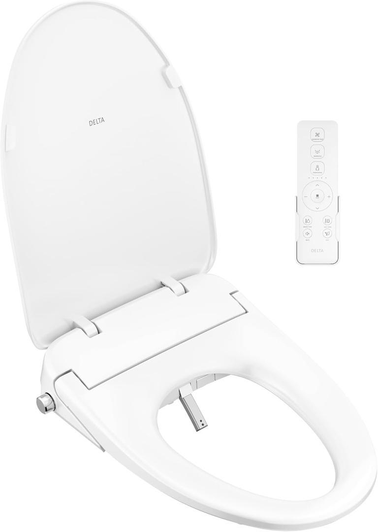 Delta Faucet Refresh Premium Elongated Electric Bidet Toilet Seat, Warm Water Bidet, Heated Seat Bidet, Bidet Attachment for Toilet, Toilet Seat Bidet, Bidet Toilet Seat Elongated, White 893006E-WH