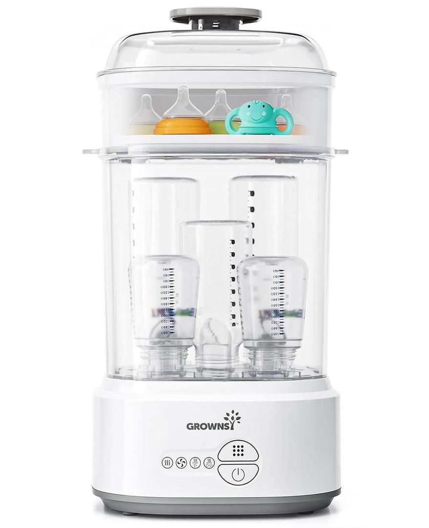GROWNSY Bottle Sterilizer and Dryer, Compact Electric Steam Baby Bottle Sterilizer, Bottle Sanitizer for Baby Bottles, Pacifiers, Pump Parts