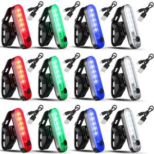 Treela 12 Pieces Battery Boat Navigation Lights Battery Powered Kayak Lights for Night Operated Boat SternLed Boats Safety for Pontoon,Dinghy 4 Types Flashing Mode (Red, Green, White, Blue)
