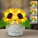 Sunflower Table Lamp, 3 Colors Touch Infinitely Dimming Flower with Vase Lamp, Rechargeable Cordless Artificial Flower Light, LED Potted Flower Lamp Gift for Mom Women Grandma (3 Sunflower)