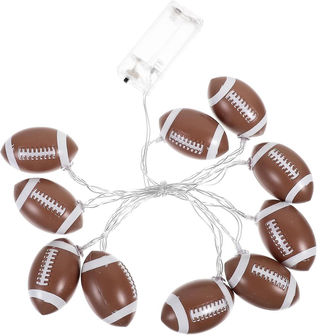 Rugby Lights String, Battery Operated, 4. 9ft 10 Led Football String Lights, Sports Theme Party Decor, Room Decor for Boys, Christmas Gift for Rugby Fans