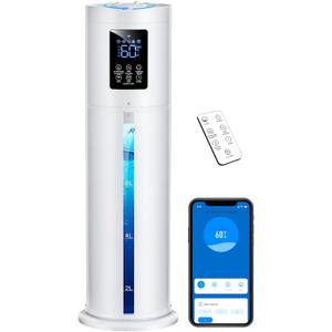 8L Smart Humidifier Large Room, Top Fill Humidifiers for Bedroom with Diffuser, 7 Color Lights, 16H Timer, Auto Mode, APP & Remote Control, 4 Levels Cool Mist Air Humidifier for Plants Home Office