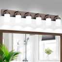 LKHF Bathroom Light Fixtures, Oil Rubbed Bronze Bathroom Lighting Fixtures Over Mirror, Modern Vanity Light with White Glass Shade, Restroom Lighting Fixtures, 6-Light 46-inch