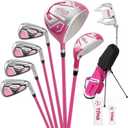 10-Piece Golf Club Set for Men and Women, Right Handed Beginner Golf Clubs with 460CC Forgiving Driver, Hybrid, 6/7/8 Irons, PW, Alignment Putter, 78g Graphite Shafts & Stand Bag, Standard(1#, 12°, 59, 195, 43", UT, 23°, 61, 230, 38", 6#, 28, 62, 263, 36.5", 7#, 31, 62.5, 270, 36", 8#, 35, 63, 277, 35.5", PW, 45, 64, 292, 34.5", Putter, 0, 70, 335, 34")