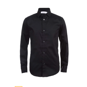 Calvin Klein Boys' Long Sleeve Sateen Dress Shirt, Button-Down Style with Cuffs & Shirttail Hem
