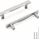 Rergy 10 Pack 3-3/4 Inch Brushed Nickel Cabinet Pulls Kitchen Handles Silver Cabinet Handles Dresser Drawer Pulls Modern Hardware (3-3/4in(96mm) Hole Center)