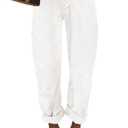 EVALESS Women's High Waisted Baggy Boyfriend Barrel Jeans (10, White)