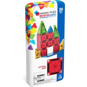 MAGNA-TILES microMAGS 26-Piece Travel Magnetic Construction Set  Bold Colors, The Original Magnetic Building Brand