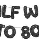 Fulmoon Pre Strung Halfway to 80 Banner Glitter 40th Birthday Decorations Men Funny Happy Birthday Sign 40th Wedding Anniversary Sign Decor(Black)