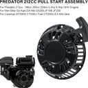 Original Predator 212 Pull Start Assembly with Sticker for Predator 212cc 196cc 224cc 5.5hp 6.5hp 7hp Engine Recoil Starter for Coleman CT200U BT200X Baja MB200 Mini Bike Go-Kart Pull Cord Replacement