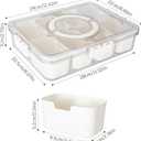 WACOI Divided Snack Serving Tray with Lid and Handle travel Snackle Box Charcuterie Container Portable Storage Organizer for Candy, Fruits, Nuts, Snacks 1Pack White