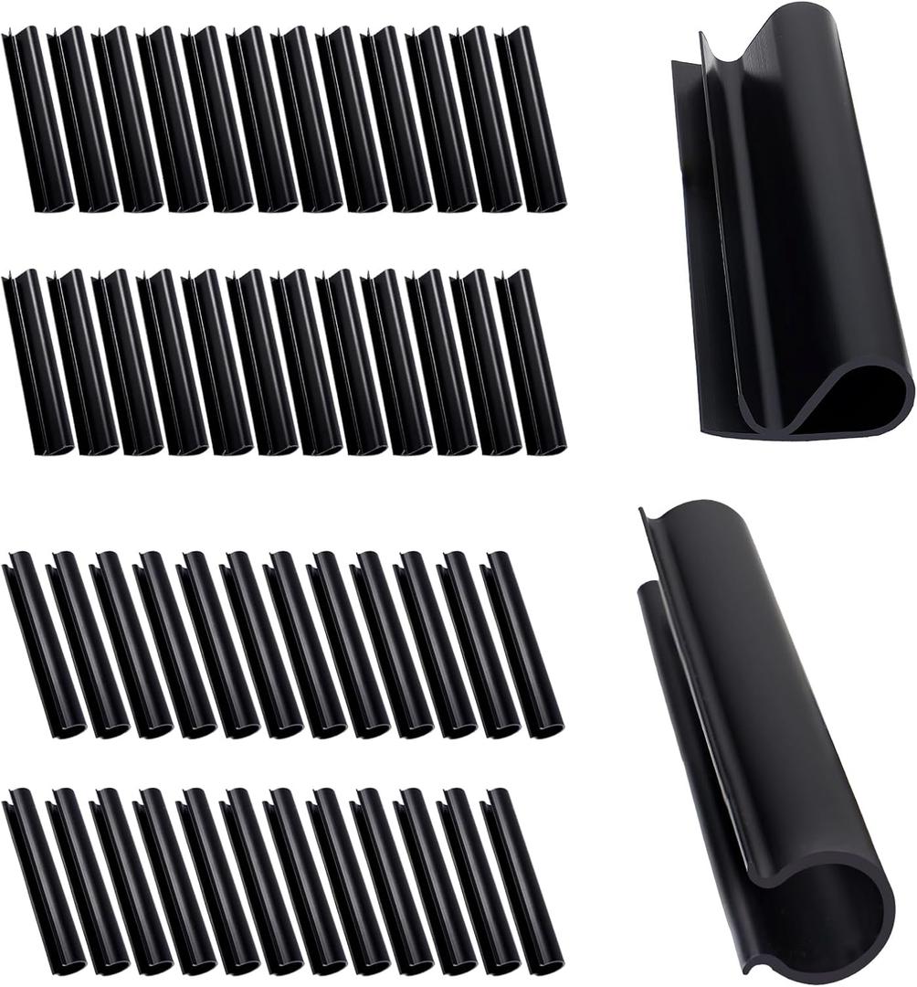 48 Pack 2 Shapes Winter Pool Cover Clips - Double Protection Pool Closing Kit for Above Ground, 4.7" Clamps for Steel Wall Swimming Pools, Black