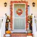 2 x 6ft Fall Maple Leaves Garland with eucalyptus leaves and ferns leaves, Autumn Harvest Garland for Thanksgiving, Halloween, Fireplace, Porch ,Mental and Indoor Outdoor Decoration (2pcs) (Yellow)