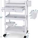 Medical Carts with Wheels 3-Tier Mobile Trolley Cart 100 LBS Max Load Medical Rolling Utility Cart with Drawers Dirt Basin Storage Buckets for Hospital Dental Clinic Lab Salon Home