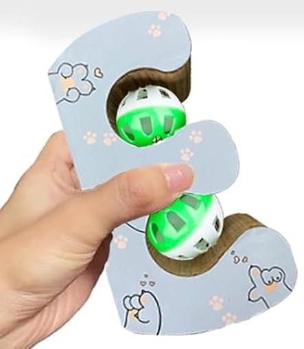 Kitty Kurlz Cat Toy, Reversible Infinity Style Magic Organ Cat Toy Made from Recycled Corrugated Cardboard Long Lasting (E-Shaped)