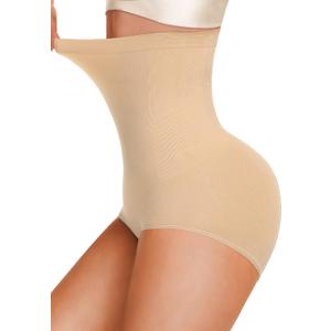 High Waisted Shapewear for Women Tummy Control Underwear Seamless Comfort Slimming Briefs Panty (Large, Nude)