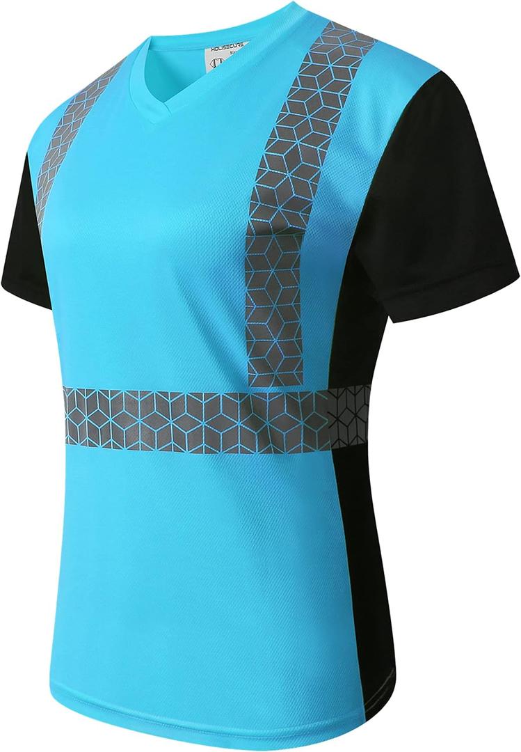 Women Safety Shirt,High Reflective T Shirt for Woman with Unusual Reflective Pattern,Short Sleeve Breathable (Blue, M)