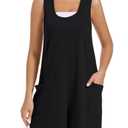 Nfsion Womens Summer Casual Sleeveless Romper Loose Crew Neck Shorts Lounge Overalls Jumpsuit with Pockets Small Black (S)