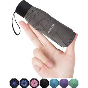 Goothdurs Mini Travel Compact Windproof Umbrella - Small Folding Lightweight Sun & Rain Umbrellas with 95% UV Protection for Women Men (A2.1_Dark Gray(Not Anti-UV))