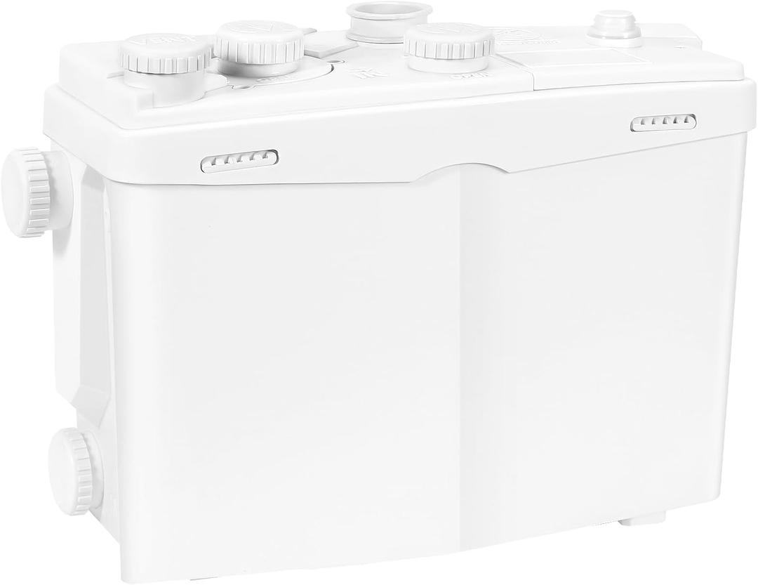 1200W Utility Sink Pump with Blade PCB Function Under Sink Pump Upflush to 39.4FT 2800GPH with 4 Water Inlets 2 Outlets Macerating Toilet System for Sink Shower Washing Machine Kitchen Basement (FLO900-DS Pro)