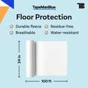 TapeManBlue Temporary Floor Protector Roll, 24" x 100', Water and Slip Resistant, Heavy Duty Temporary Floor Covering for Construction, Painting, Moving, and Parties, Surface Protection Fleece, White
