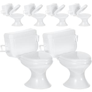 TOYANDONA 6pcs Dollhouse Toilets - 1:12 Scale Miniature Toilets Mini Toilet Cake Topper for Dollhouse Bathroom Furniture Cake Decorations (White)