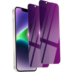 2 Pack Privacy Screen Protector for iPhone 13 Pro Max/14 Plus Tempered Glass 6.7inch Private Saver Anti-Spy Anti-Blue Light Anti-Scratch Full Coverage