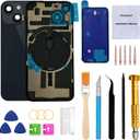 Rear Back Glass Replacement for iPhone 14 Plus 6.7-inches with Reparing Toolkit and All Necessary Parts (Midnight Black)