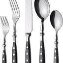 30-Pcs Cutlery Set Forged Type with Black Handles and Rivets