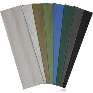 Headbands for Women Non Slip - Stylish Sports Hair Bands for Women's Hair - Soft Cotton Cloth Stretchy Headbands for Women for Yoga, Outdoor Exercise Running (black, dark grey, dark green, blue, brownish green, light green, light grey, cement grey)