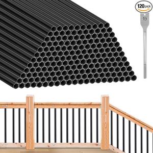 Yaocom Aluminum Deck Balusters Black Metal Deck Railing, 36"x 3/4", 120 Pcs
Hollow Round Outdoor Porch Deck Spindles, Indoor Stair Railing, for Wood and Composite Deck