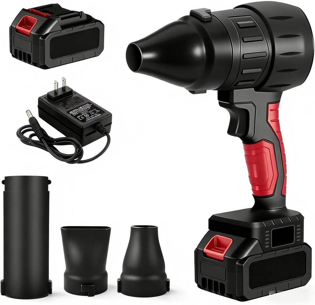 Mini Blower Cordless with 10 Battery, 21v 35000rpm Small Cordless Handheld Leaf Blower Turbo Jet Blower with Fast Battery, Charger, 3 Nozzle Accessories for Lawn Care, Garage, Patio, Car
