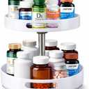 Pill Bottle Organizer, 2 Tier Lazy Susan Organizer, Rotating Spice Rack Organizers for Cabinet, Turntable Organization and Storage for Medicine Cabinet Bottle Pantry Countertop (White)