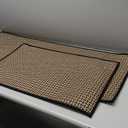 Kitchen Rugs and Mats Non Skid Washable Set of 2 PCS, Absorbent Runner Rugs for Kitchen, Front of Sink, Kitchen Mats for Floor, 17.3"x 47"+17.3"x 29" (Black)