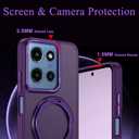 Strong Magnetic for Moto G 5G 2025 Case with Stand,Fit for MagSafe,360Rotatable Ring Designed,Translucent Matte Texture Protective Military Grade Shockproof,All Purple