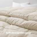 UNIKOME Goose Feather Down Fiber Comforter California King Size, All Season Duvet Insert with Soft Downproof Cover, Cloud-Like Fluffiness Bed Comforters with Corner Tabs (Cal King, Cream, 108"X94")