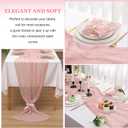 Rustic 1 Pcs Pink Cheesecloth Long Table Runner 35"x120" Gauze Pink Cheese Cloth 6 Pcs Boho Table Dinner Napkins 19. 7" x 19. 7" for Bridal Wedding Baby Shower Home Decoration