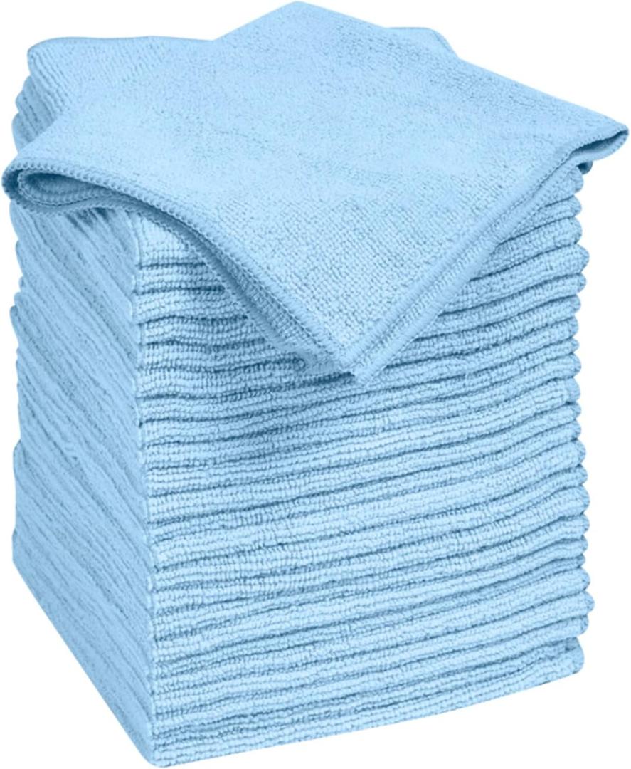 Quickie Microfiber Cleaning Cloth 14 x 14 Inches Blue Pack of 24 Washable and Reusable Ideal for Multi-Surface Indoor/Outdoor Dusting and Polishing