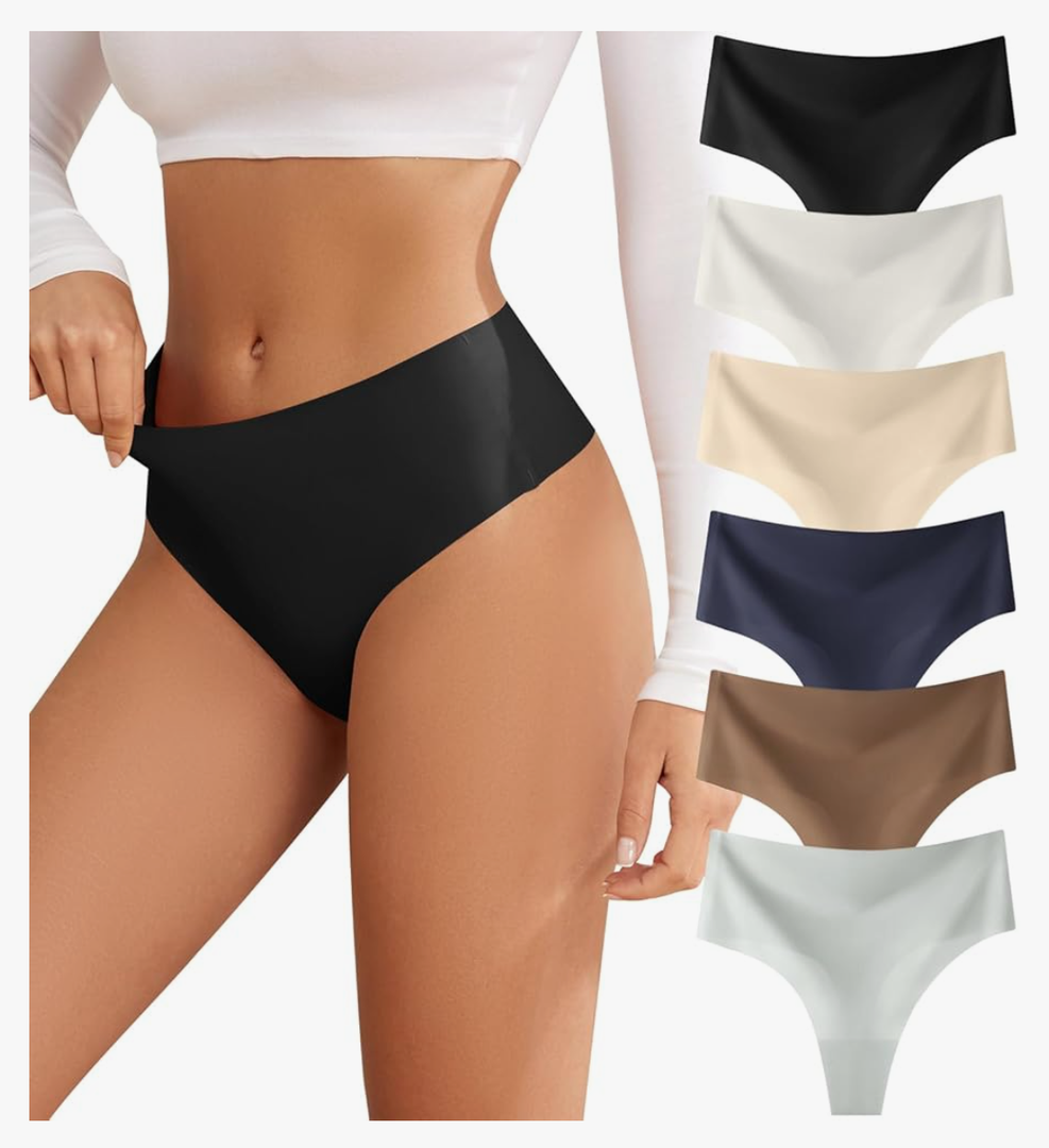 Thongs for Womens High Waisted Seamless for Women Underwear Sexy Breathable Panties 6 Pack XXL