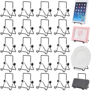 Kenning 24 Pack Book Stand, Foldable Picture Holders for Tables, 3.54'' X 5.12'' Metal Plate Stands for Display Photo Easel Cutting Board Record Frame Holder (Black) Kenning 24 Pack Book Stand, Foldable Picture Holders for Tables, 3.54'' X 5.12'' Metal Plate Stands for Display Photo Easel Cutting Board Record Frame Holder (Black)
