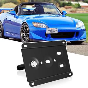 New No Drill Front Bumper Tow Hook License Plate Mounting Bracket License Plate Holder Adapter Relocation Kit Compatible with Honda 2000-2009 S2000 AP1 AP2, Honda 2006-2008 FIT, Black
