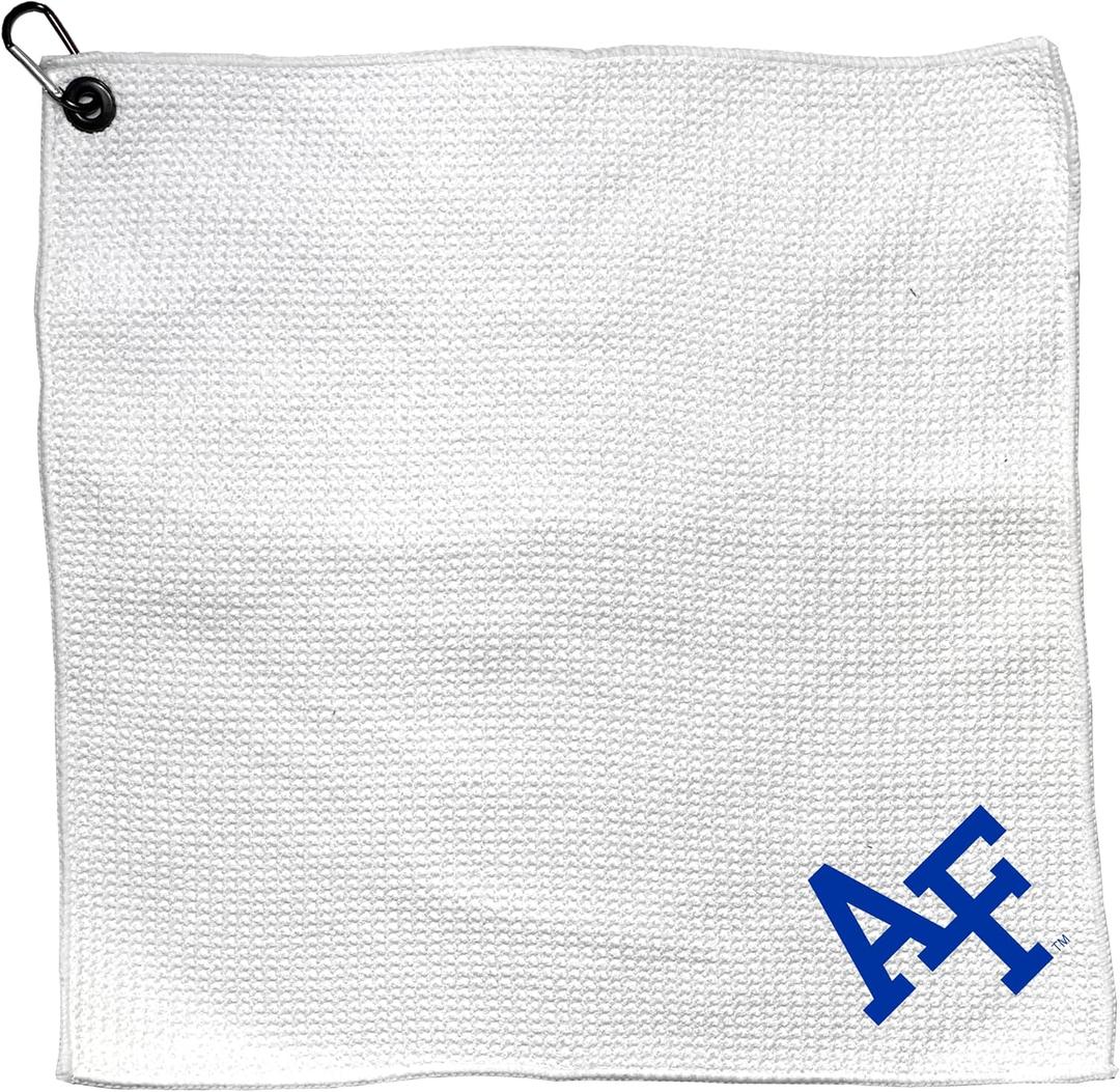 Team Golf NCAA Microfiber Towel - 15" X 15" (White) with Carabiner Clip, Premium Microfiber with Deep Waffle Pockets- Superior Water Absorption and Quick Dry Golf Cleaning Towel