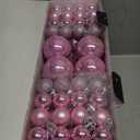 100 Pack Pink Christmas Ball Ornaments Set, Hand-Painted Shatterproof Hanging Decorations, Assorted Baubles Bulk for Xmas Tree Wreath, Winter Holiday Home Party Decor