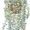 Artificial Hanging Plants in Woven Basket for Wall Decor, Indoor Greenery Full Fake Eucalyptus Leaves, Farmhouse Boho Rustic Home Decoration 1PCS