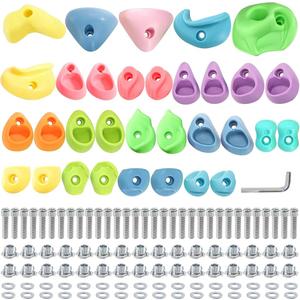 ZENFUN 32 Packs Rock Climbing Holds Multi Size and Color, Indoor & Outdoor Rock Wall Climbing Kit, Rock Wall Holds Multi-Colored Climbing Rock Wall Grips with Mounting Hardware