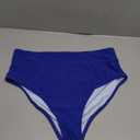 CUPSHE Women's Plus Size Bikini Bottom High Waisted Swimsuit Tummy Control Ribbed Swimwear 1X, Royal Blue