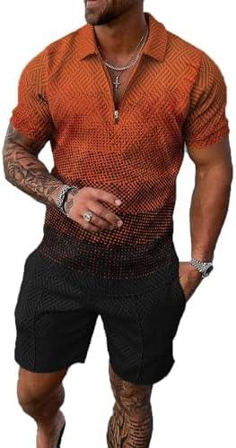 BIRW Men‘s Track Suits 2 Piece Summer Short Sets Outfits Fashion Polo Shirt Casual Short Sleeve and Shorts set Large